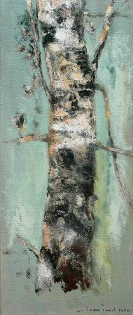 Birke 1, Öl auf Leinwand 2020, 70 x 30 cm