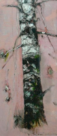 Birke 3, Öl auf Leinwand 2020, 70 x 30 cm