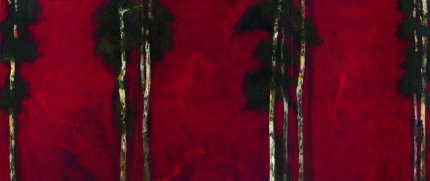Rote Allee, Triptichon, Öl auf Leinwand, 120 x 290 cm, 2009