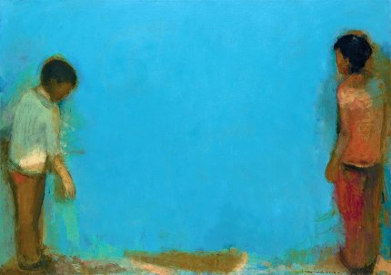 Zwei Menschen, Öl auf Leinwand, 100 x 140 cm, 2014